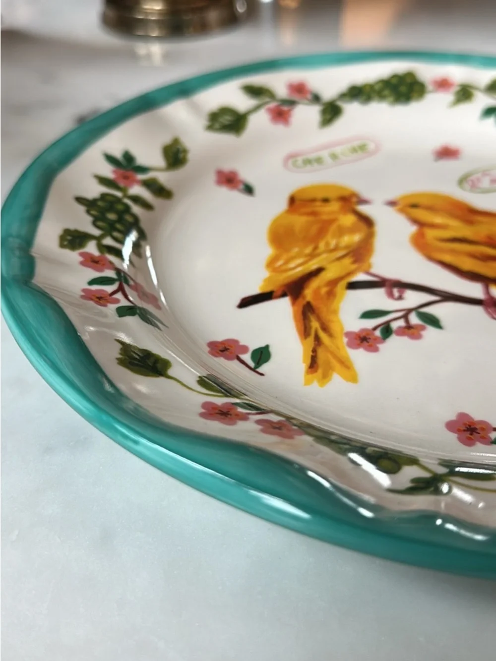 Anthropologie Nathalie Lete Yellow Bird Ceramic Plate
